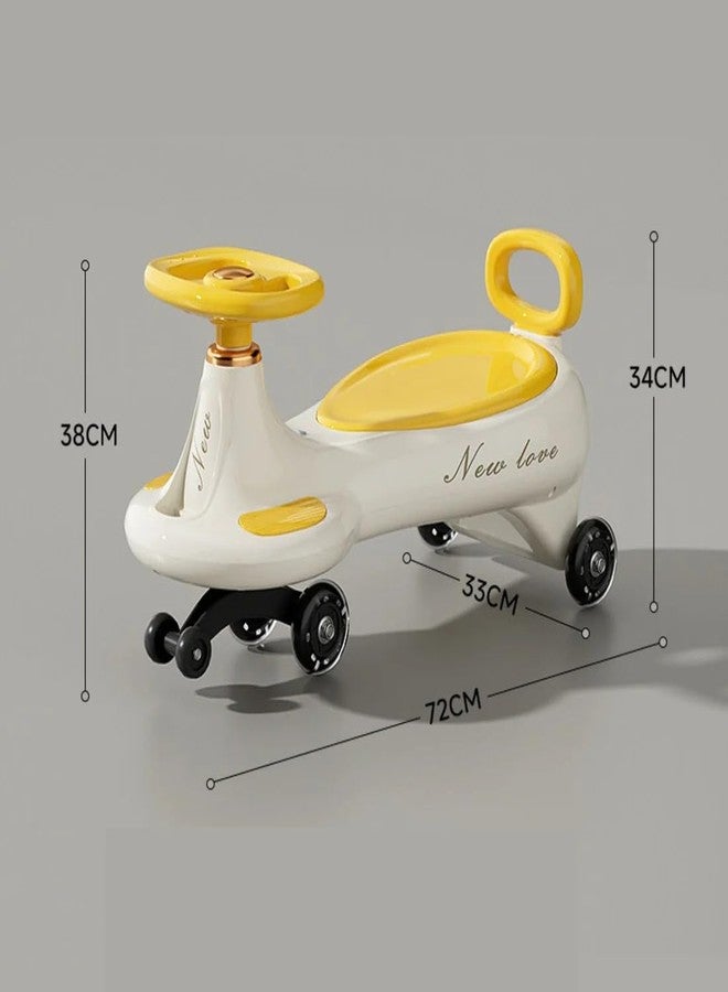 Avarin Musical Swing Car,Kids Push Car Pu Wheels,Comfortable Seats,Push Rider,Bluetooth Connect with 360° Steering & Music,Light for Kids Age 3+(Yellow) - Image 2